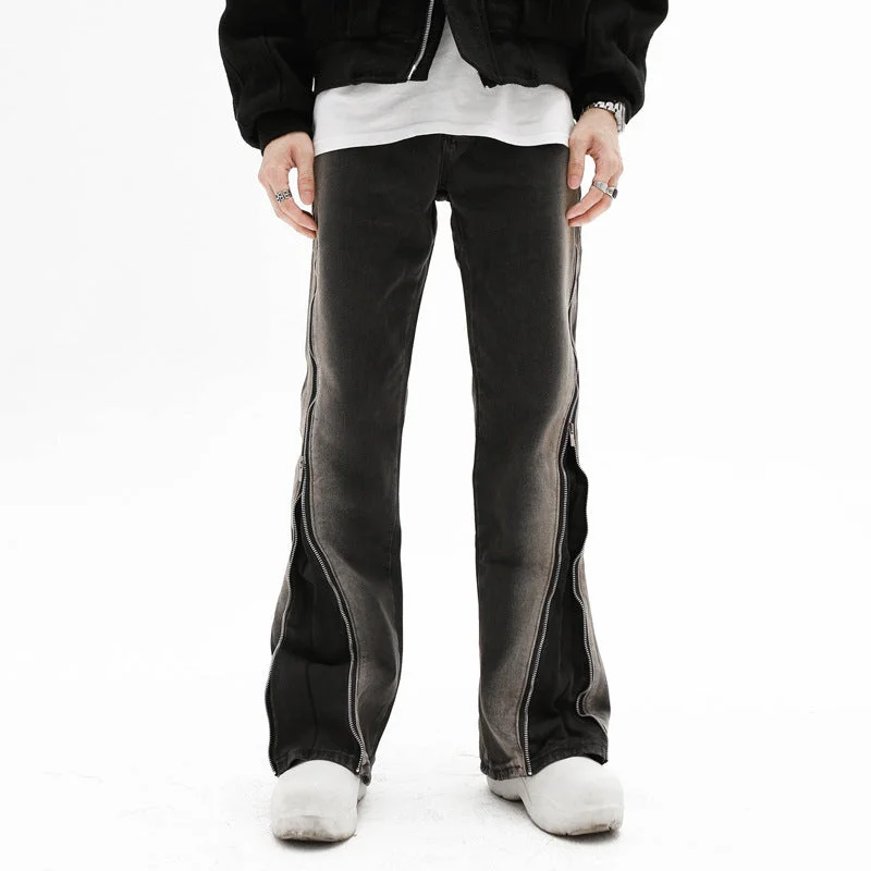 Men's pants for busy days-Zipper Straight-leg Pants